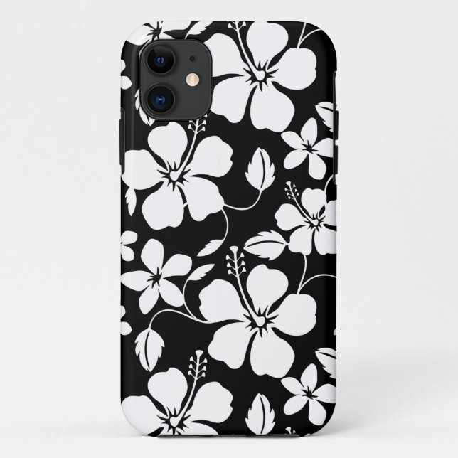Capa Para iPhone 11 HAWAIIAN HULA (HIBISCUS) BLACK Case-Mate iPhone CA (Verso)