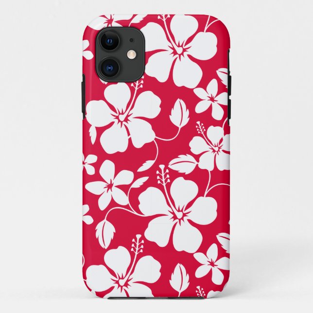 CAPA PARA iPhone 11 HAWAIIAN HULA (HIBISCUS) RED (Verso)