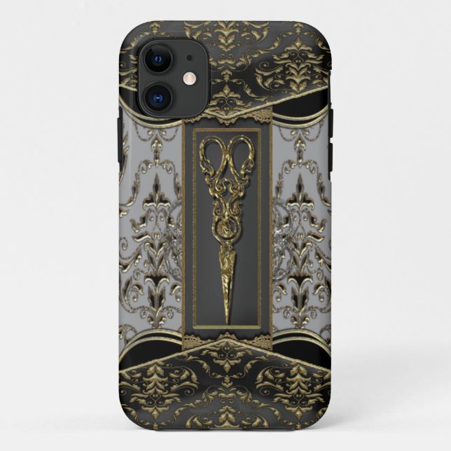 Capa Para iPhone 11 Hazlehurst completo Antiqued Scissors V (Verso)