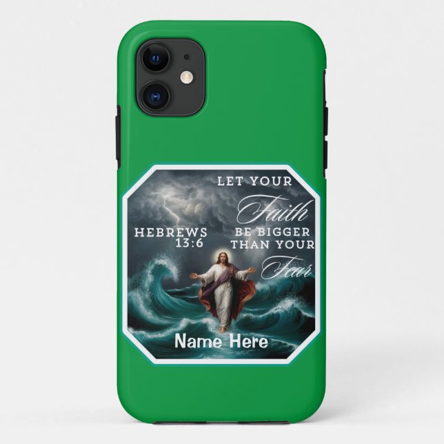 Capa Para iPhone 11 Hebraico 13:6 Fé sobre o medo personalizado (Verso)