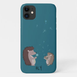 Capa Para iPhone 11 Hedgehogs Bonitos Personalizados Com Dandeliões