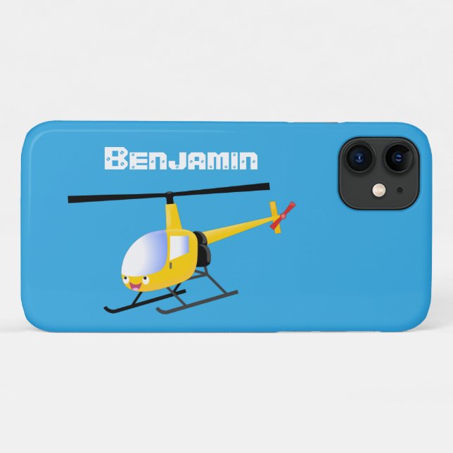 Capa Para iPhone 11 Helicóptero de animação amarelo giro (Verso (horizontal))