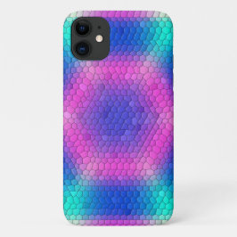 Capa Para iPhone 11 Hexágonos Holográficos de Escala de Sereia Rosa a