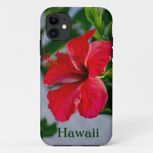 Capa Para iPhone 11 Hibiscus do vermelho de Havaí (Verso)