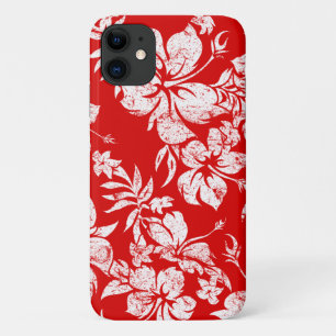 Capa Para iPhone 11 Hibiscus Pareau Havaiano Vermelho Floral