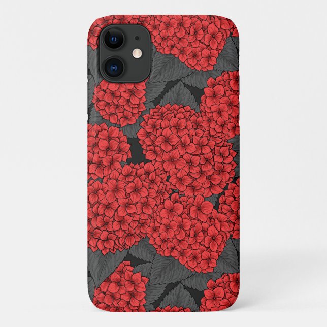 Capa Para iPhone 11 Hidrangea vermelha (Verso)