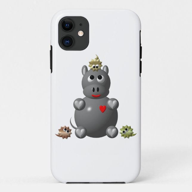 Capa Para iPhone 11 Hipopótamo Fofo com Hamsters (Verso)