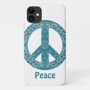 Capa Para iPhone 11 Hippy Bandanna - Sinal de Paz Teal