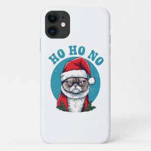 Capa Para iPhone 11 Ho ho não - gato de papai noel engraçado e rabugen
