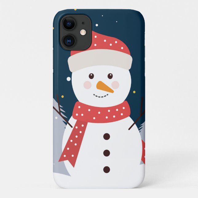 Capa Para iPhone 11 Holiday Winter Snowman (Verso)