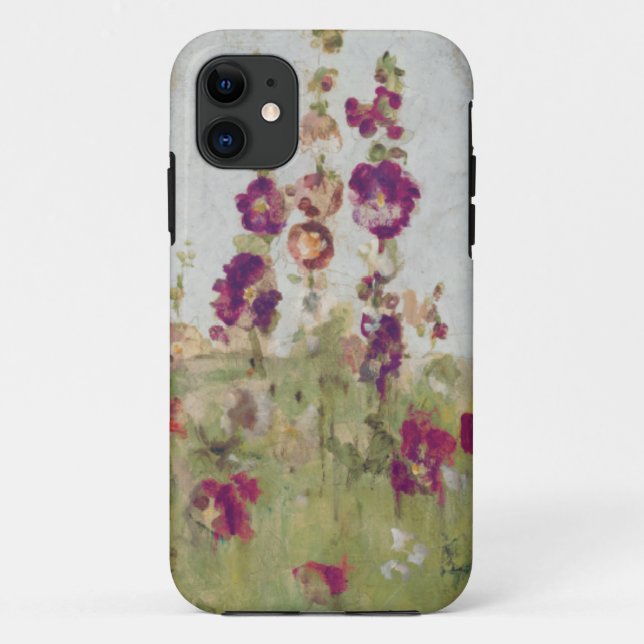 Capa Para iPhone 11 Hollyhocks pelo mar (Verso)