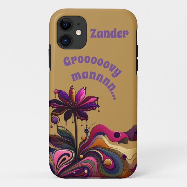 Capa Para iPhone 11 "Homem Groovy..." Flor Personalizável (Verso)