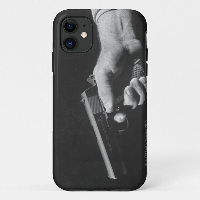 Capa Para iPhone 11 Homem que guardara a arma (Verso)