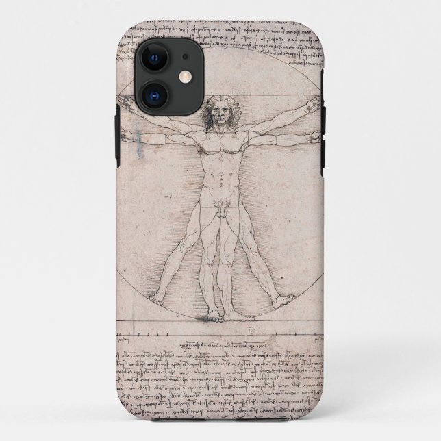 Capa Para iPhone 11 Homem Vitruviano, Leonardo da Vinci (Verso)
