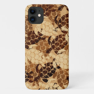 Capa Para iPhone 11 Honu Sea Turtle Havaiana Aloha Faux Koa Wood