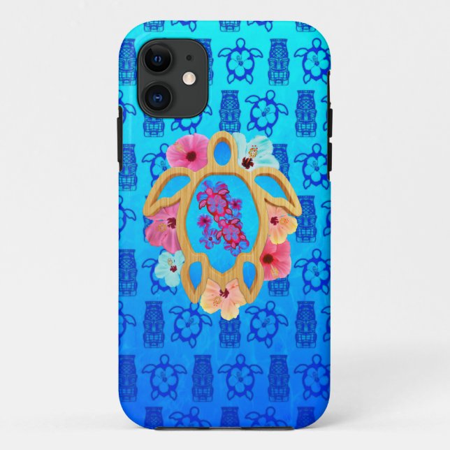 Capa Para iPhone 11 Honu tropical havaiano (Verso)