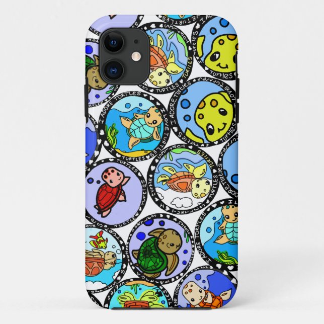 Capa Para iPhone 11 I love turtles phone case (Verso)