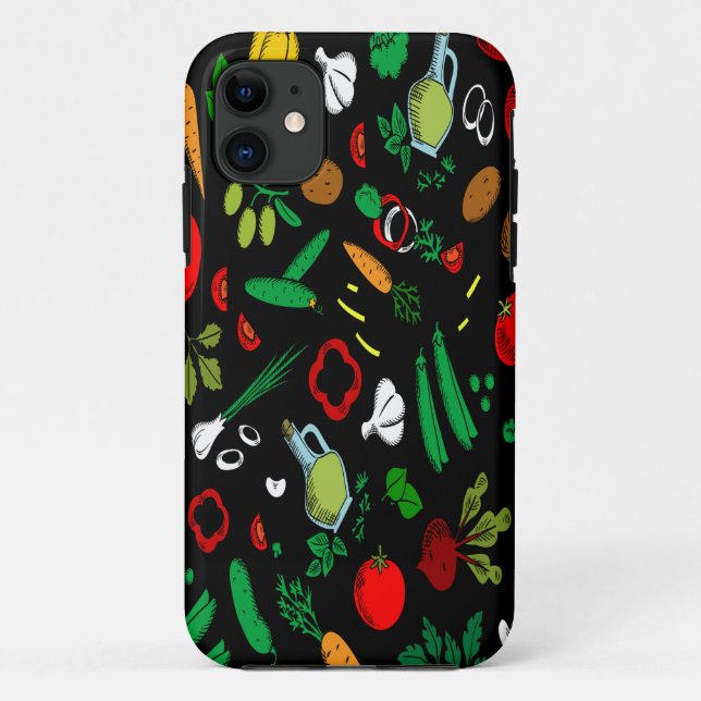 Capa Para iPhone 11 Ícones Coloridos Vegetais (Verso)
