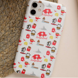 Capa Para iPhone 11 Ícones de Viagem suíços   Padrão de Clip-Art