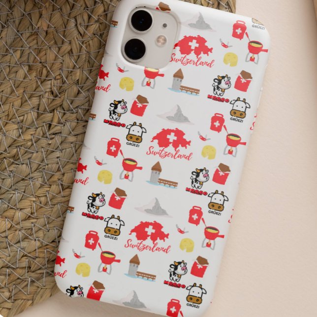 Capa Para iPhone 11 Ícones de Viagem suíços | Padrão de Clip-Art (Criador carregado)