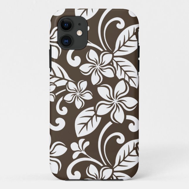 CAPA PARA iPhone 11 ILHA PLUMERIA (CAFÉ BROWN) (Verso)
