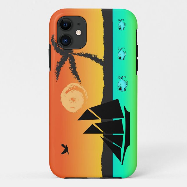 Capa Para iPhone 11 Ilha Sunset (Verso)