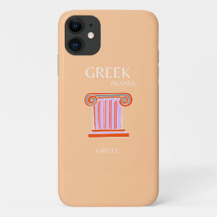 Capa Para iPhone 11 Ilhas Gregas, Grécia, Arte Viagem, Laranja