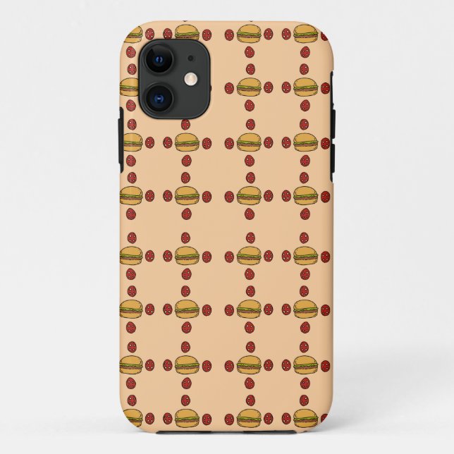 Capa Para iPhone 11 Illustration of hamburger patterns  (Verso)