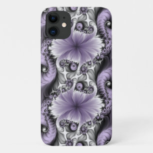 Capa Para iPhone 11 Ilusão Lilás Arte Floral Abstrata Fantasia Fractal