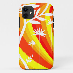 Capa Para iPhone 11 Ilustração Botânica Laranja e Branca