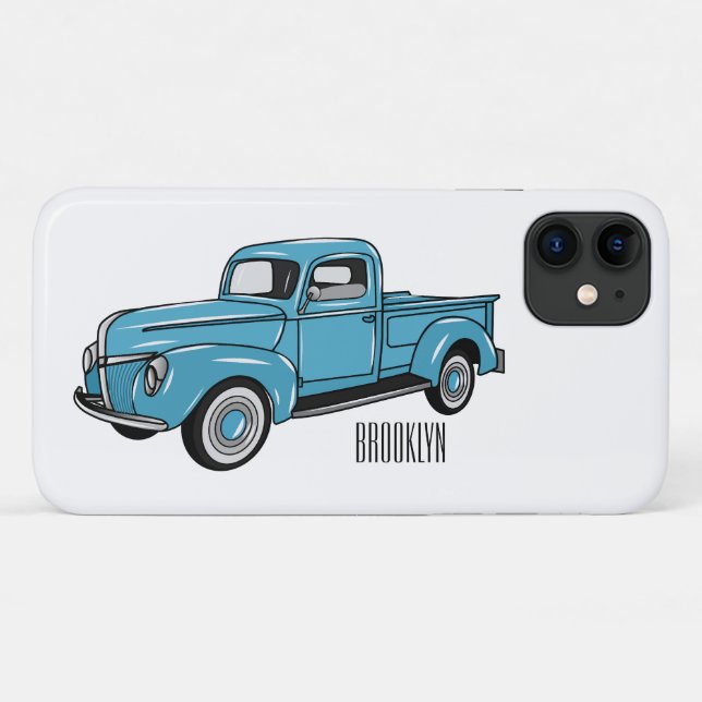 Capa Para iPhone 11 Ilustração clássica de desenho de caminhão de cole (Verso (horizontal))