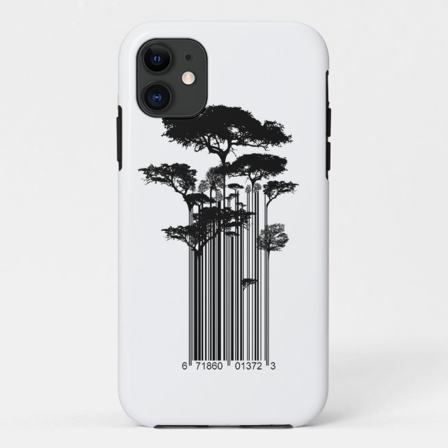 Capa Para iPhone 11 Ilustração das árvores do código de barras do (Verso)