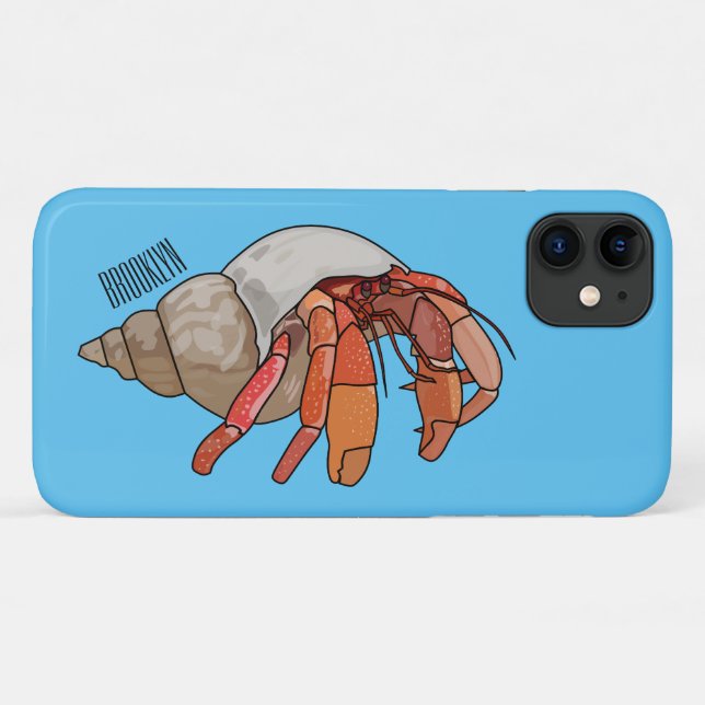 Capa Para iPhone 11 Ilustração de cartoon de caranguejo eremita (Verso (horizontal))