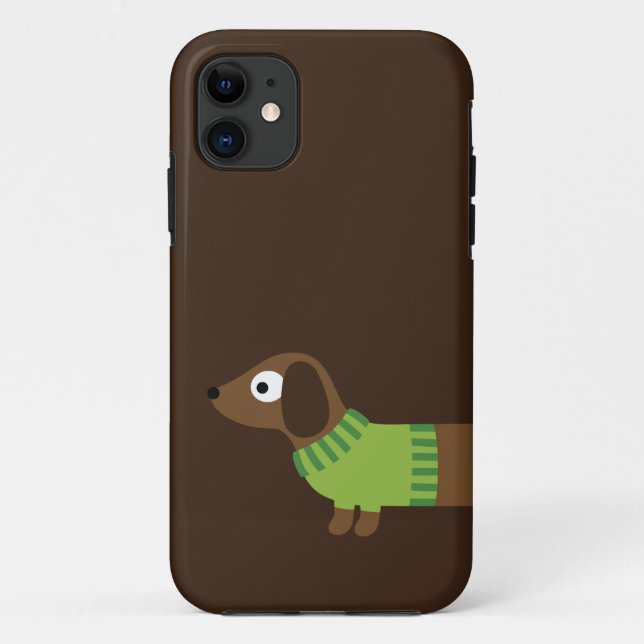 Capa Para iPhone 11 Ilustração de Dachshund Longo Cute (Verso)
