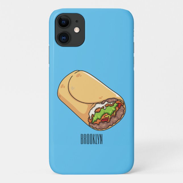 Capa Para iPhone 11 Ilustração de desenho animado burrito (Verso)