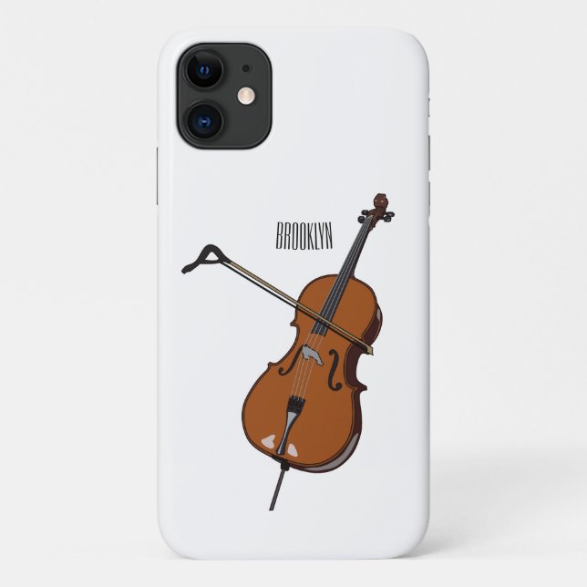 Capa Para iPhone 11 Ilustração de desenho animado Cello (Verso)