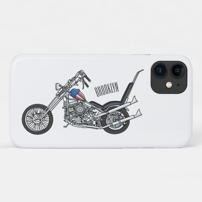 Capa Para iPhone 11 Ilustração de desenho animado Chopper Motorcycle 1 (Verso (horizontal))
