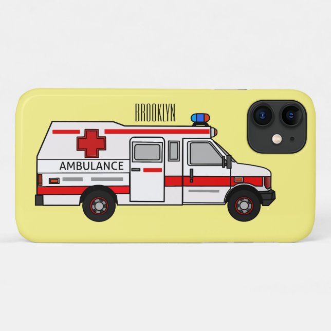 Capa Para iPhone 11 Ilustração de desenho animado de Ambulância (Verso (horizontal))