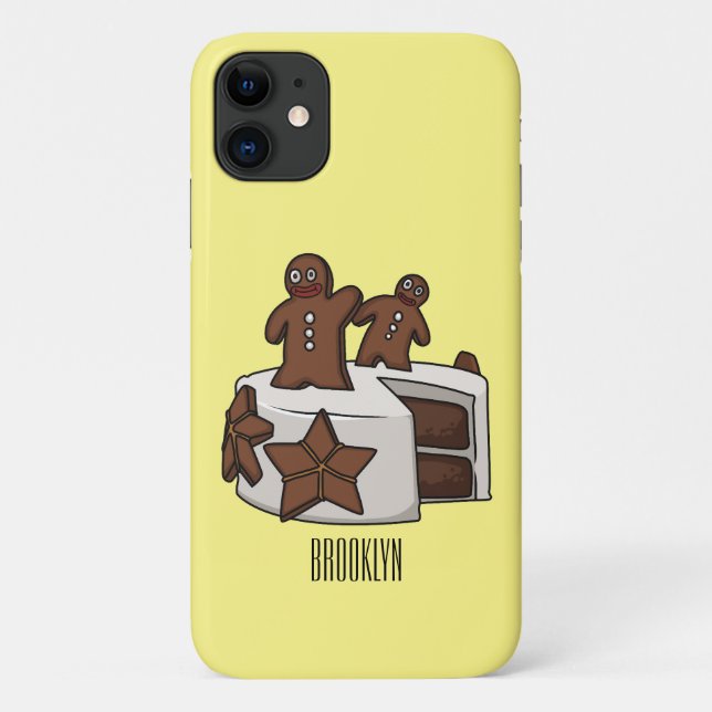 Capa Para iPhone 11 Ilustração de desenho animado de bolo de gengibre (Verso)