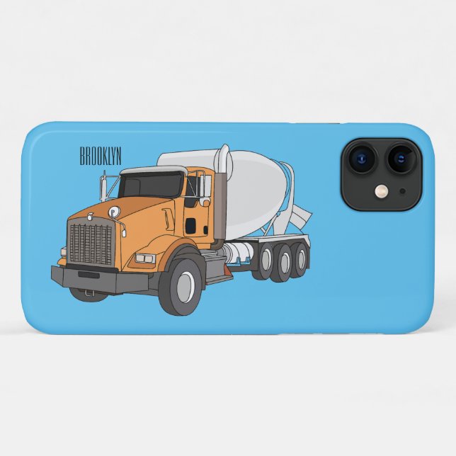 Capa Para iPhone 11 Ilustração de desenho animado de caminhão misturad (Verso (horizontal))