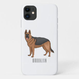 Capa Para iPhone 11 ilustração de desenho animado de cão german shephe