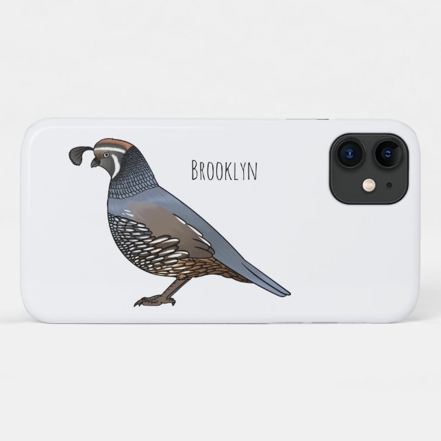 Capa Para iPhone 11 Ilustração de desenho animado de codorniz da Calif (Verso (horizontal))