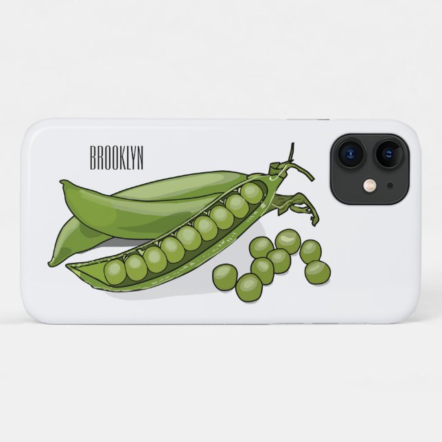 Capa Para iPhone 11 Ilustração de desenho animado de ervilha (Verso (horizontal))