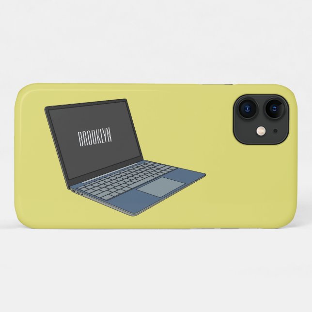 Capa Para iPhone 11 ilustração de desenho animado de laptop (Verso (horizontal))