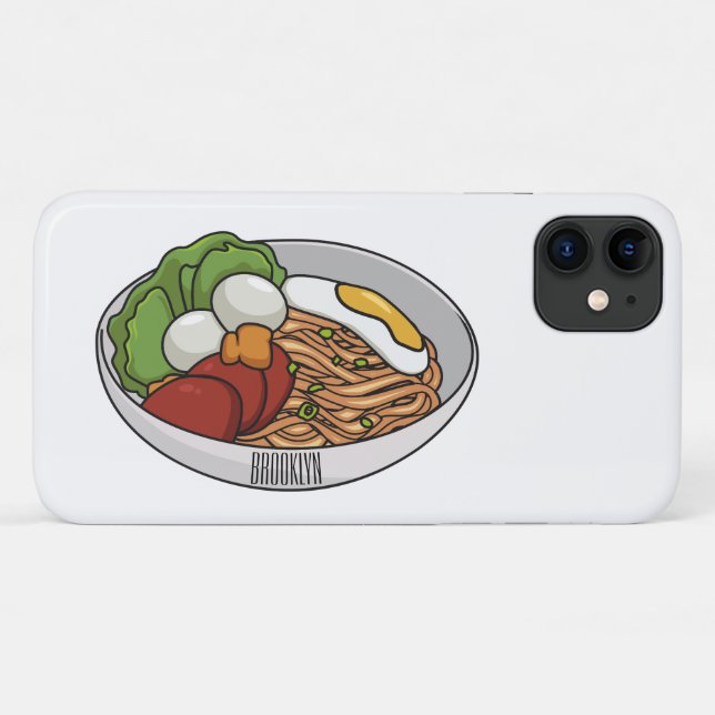 Capa Para iPhone 11 Ilustração de desenho animado de macarrão (Verso (horizontal))