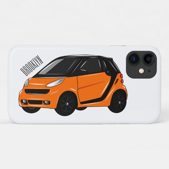 Capa Para iPhone 11 Ilustração de desenho animado de microcarro (Verso (horizontal))