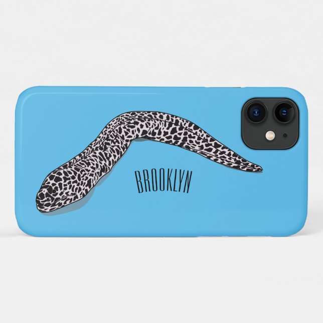 Capa Para iPhone 11 Ilustração de desenho animado de moreia pintada (Verso (horizontal))