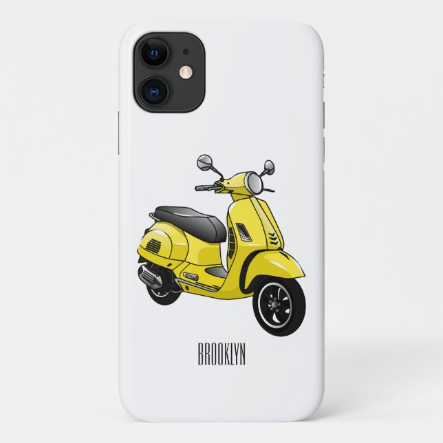 Capa Para iPhone 11 Ilustração de desenho animado de motocicleta (Verso)