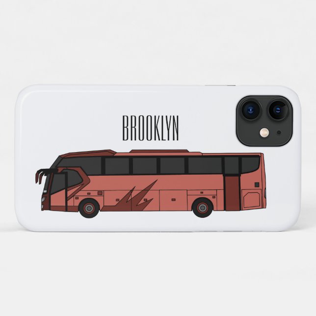 Capa Para iPhone 11 Ilustração de desenho animado de ônibus (Verso (horizontal))