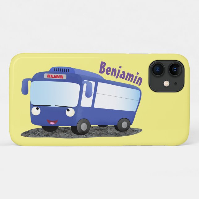 Capa Para iPhone 11 Ilustração de desenho animado de ônibus moderno az (Verso (horizontal))